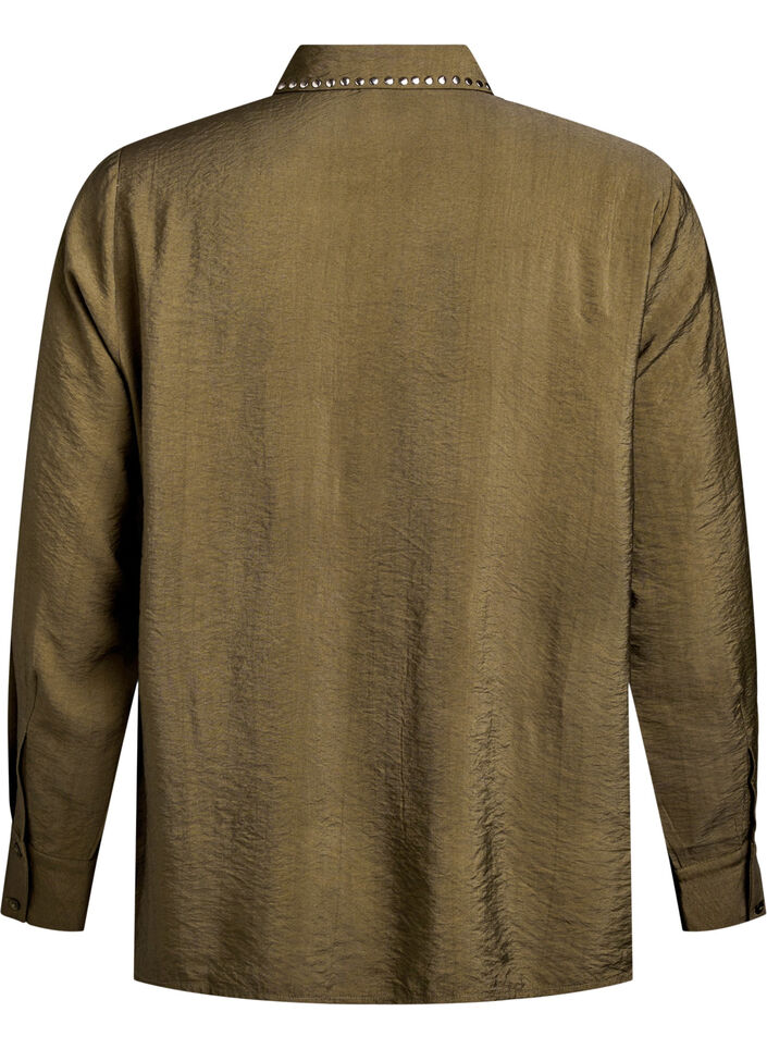 Skjorte med nagler, Dark Olive, Packshot
