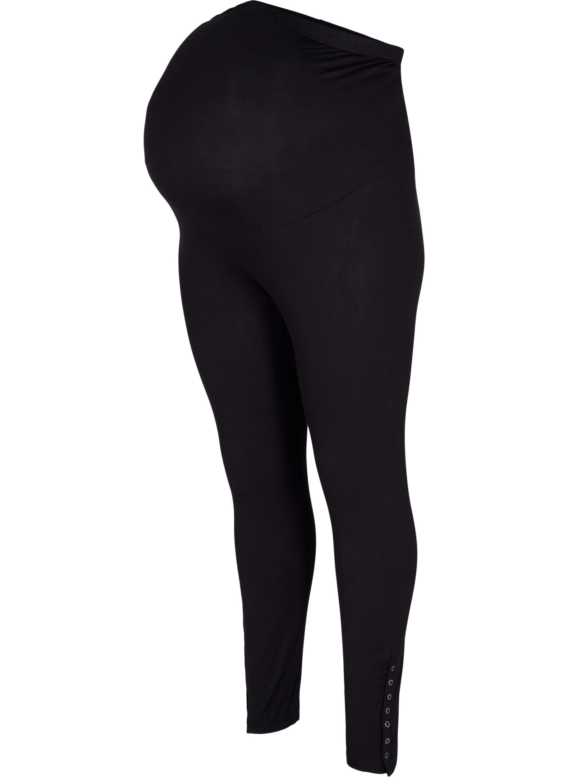 Zizzi Leggings til gravide i viskose med knapper, Black, Packshot image number 0