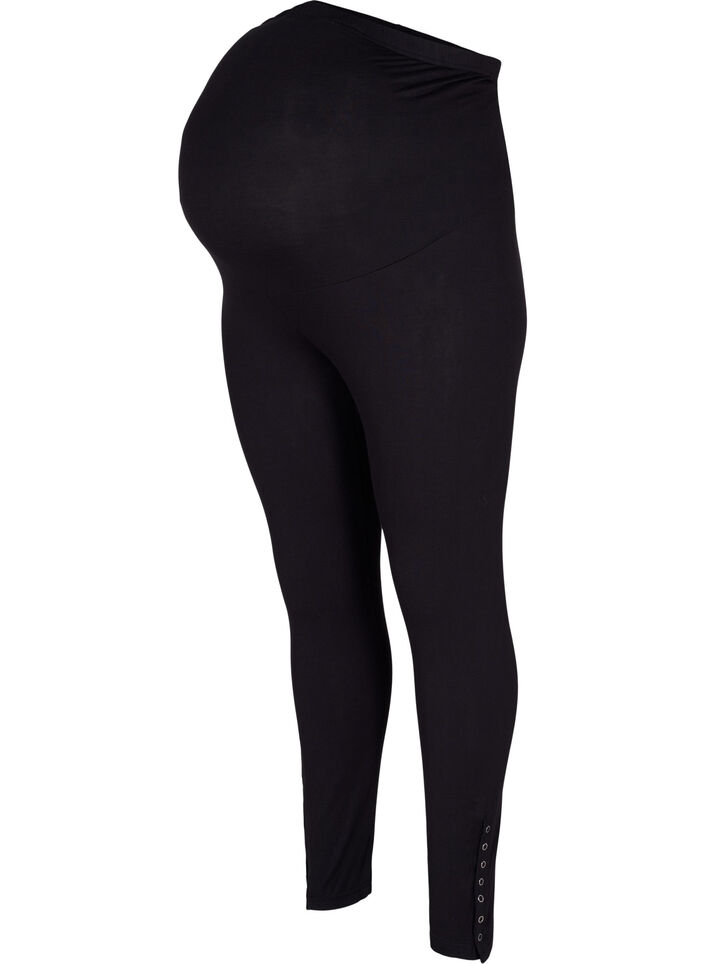 Leggings til gravide i viskose med knapper, Black, Packshot image number 0
