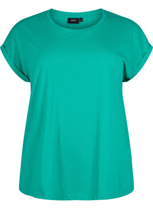 Kortermet T-skjorte i bomullsblanding, Emerald Green, Packshot image number 0