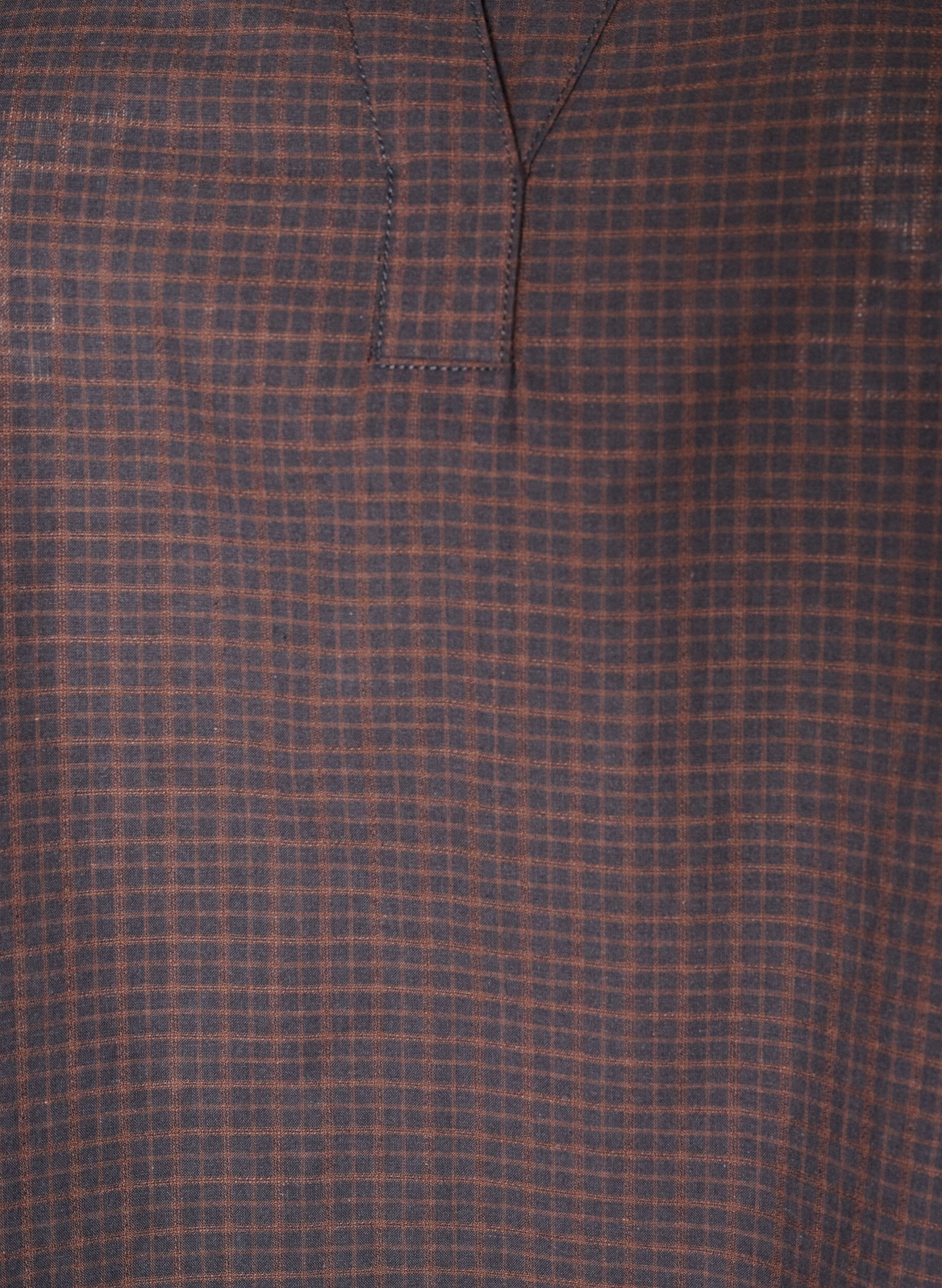 ZizziRutete bluse med V-hals og 3/4-ermer, Brun, Packshot image number 2