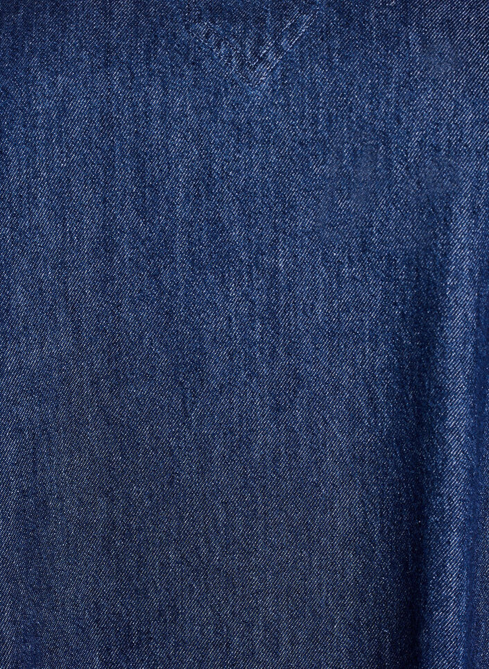 Kort denimkjole med V-hals og krage, Dark Blue Denim, Packshot