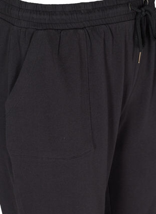 Joggebukser i bomull med lommer, Black, Packshot image number 3