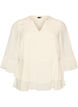 Bluse med 3/4-ermer og volangdetaljer, Vanilje, Packshot image number 0