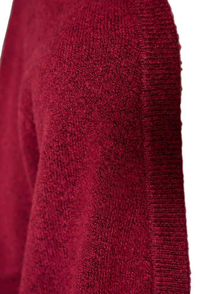 Ribbestrikket cardigan med lommer, R&oslash;d, Packshot image number 2