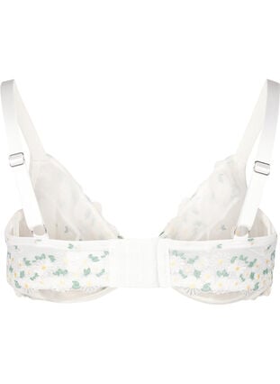 Zizzi Balconette-BH i mesh med tusenfryd broderi, Hvit, Packshot image number 1