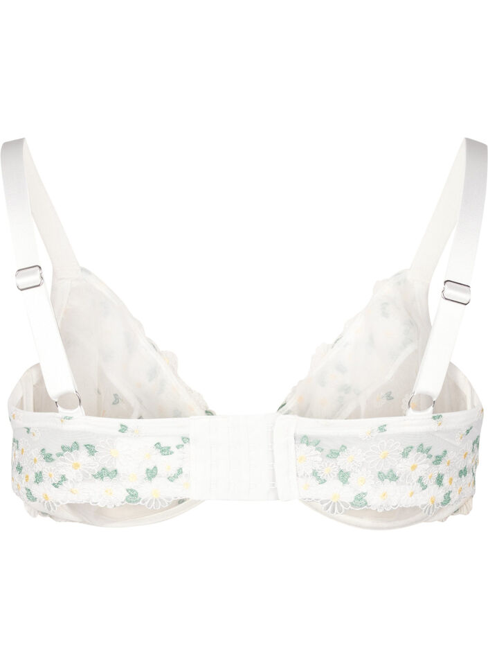 Balconette-BH i mesh med tusenfryd broderi, Hvit, Packshot image number 1