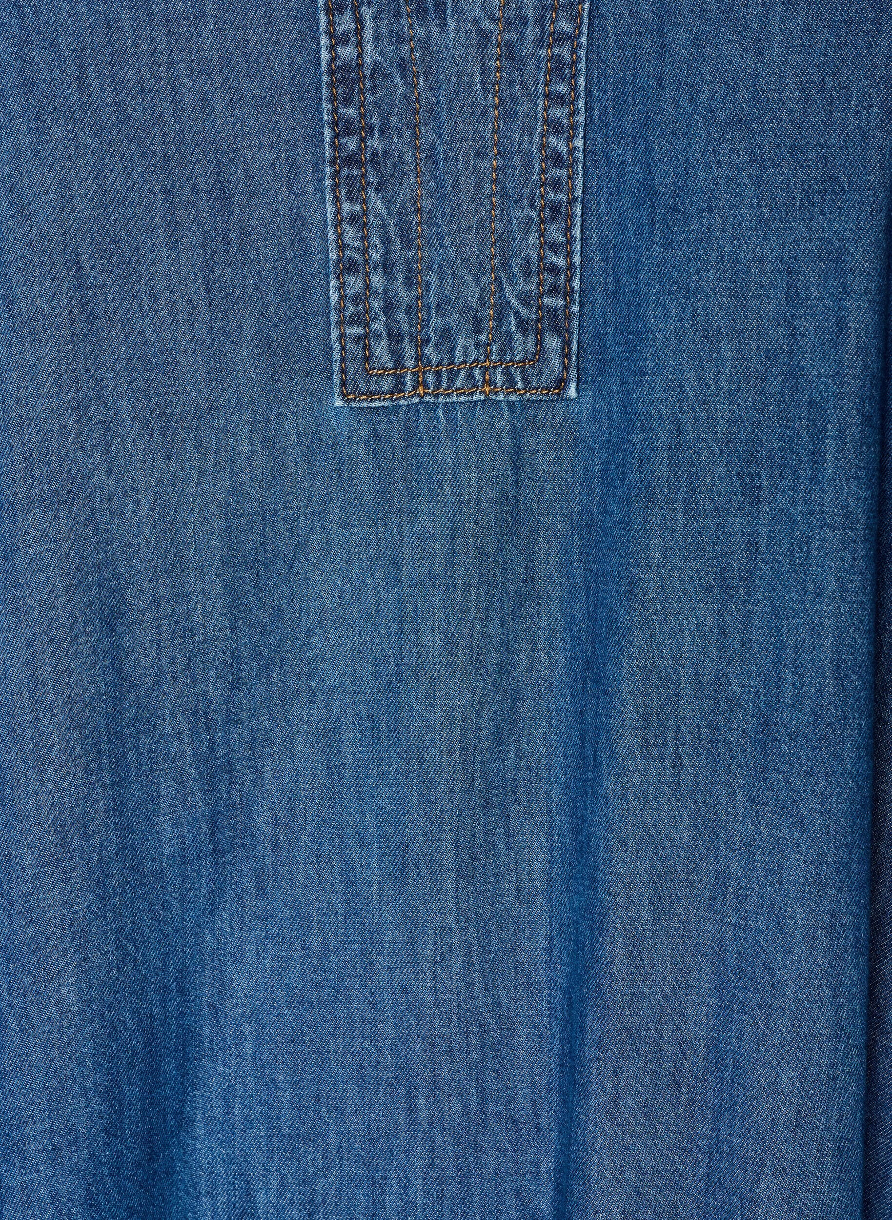 ZizziDenim maxikjole med volang lag, Bl&aring;, Packshot image number 2