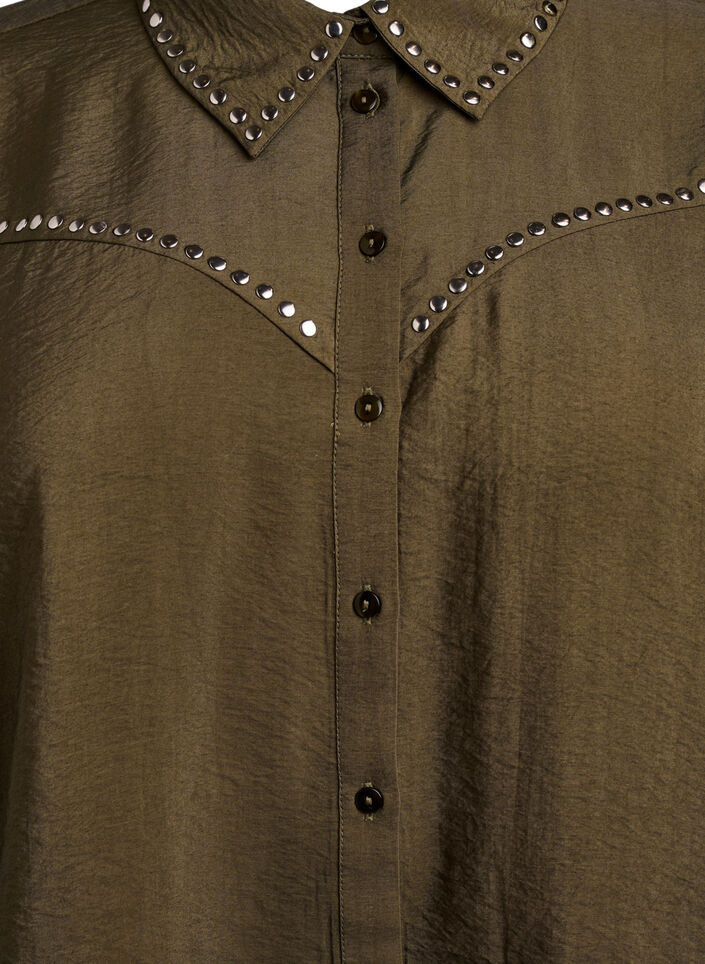 Skjorte med nagler, Dark Olive, Packshot
