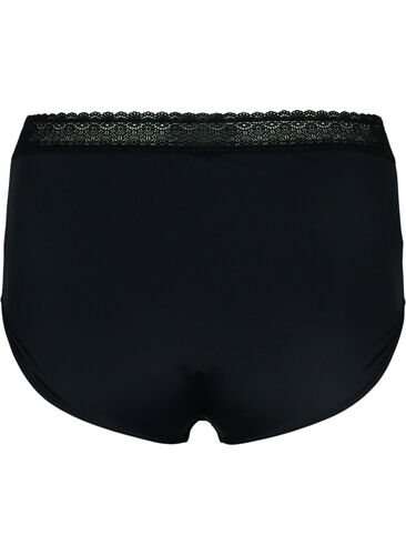Truse med høyt liv og blondedetaljer, Black, Packshot image number 1