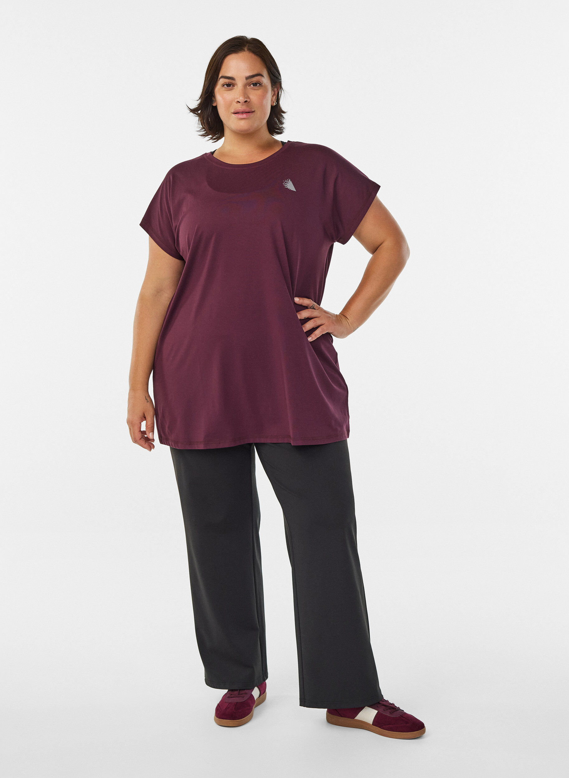 Zizzi Lang treningst-skjorte, R&oslash;d, Model image number 1