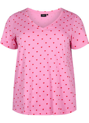 T-skjorte i bomull med mønster, Rosebloom AOP, Packshot image number 0