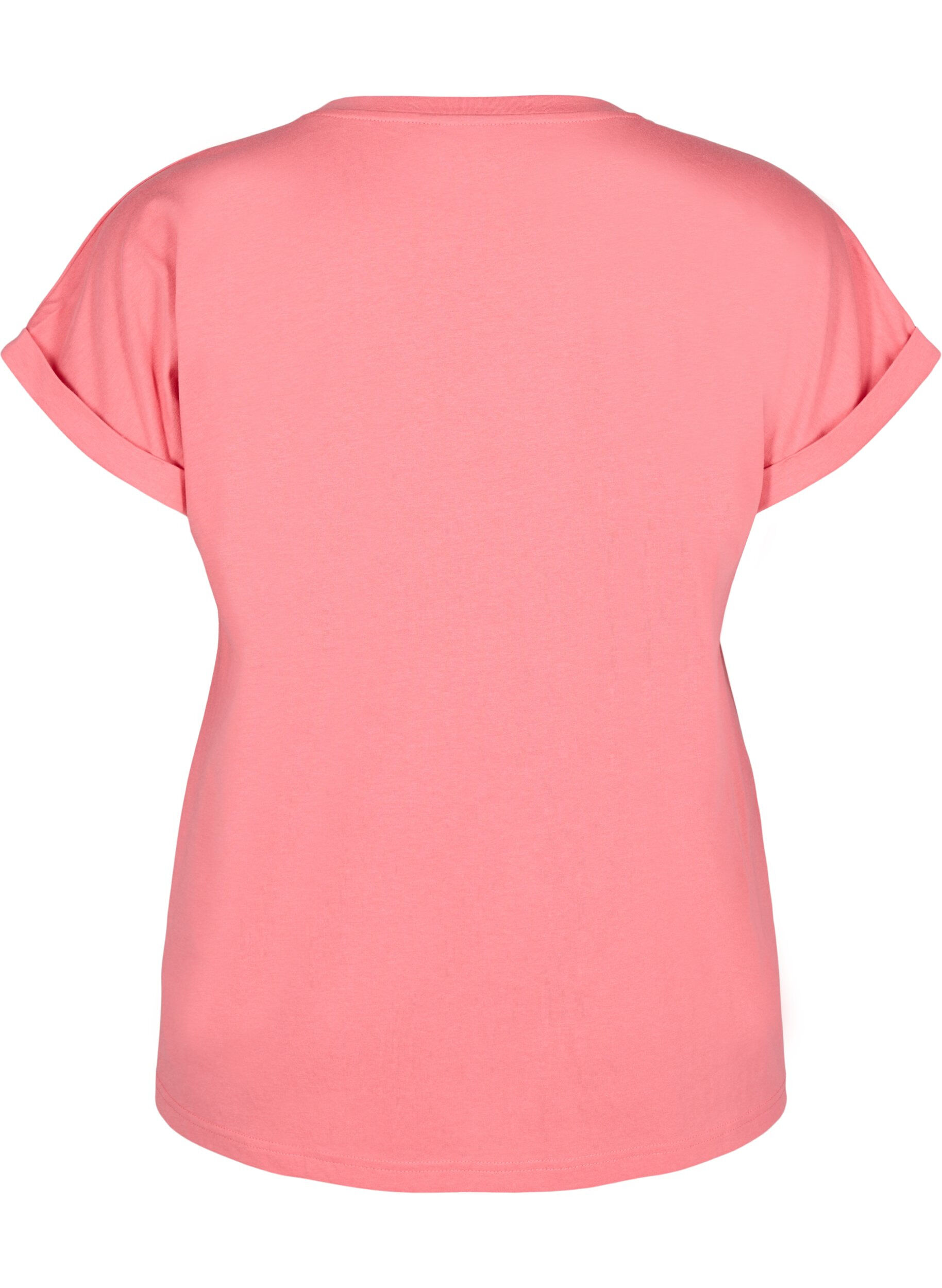 ZizziKortermet T-skjorte i bomullsblanding, Rosa, Packshot image number 1