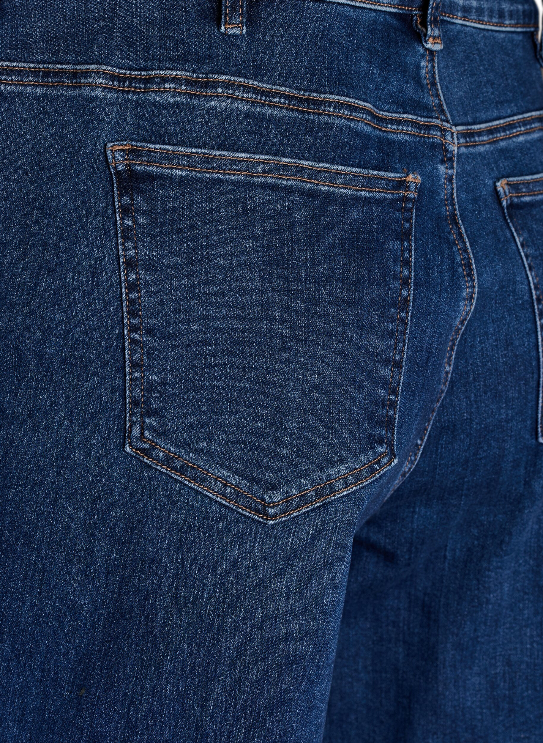 Zizzi Kiana jeans med Straight fit og h&oslash;y midje, Bl&aring;, Packshot image number 3