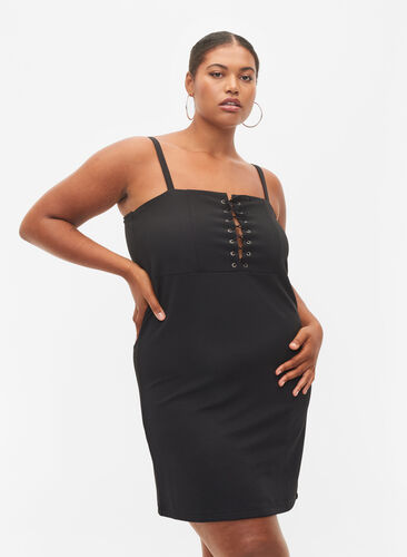 Zizzi Kroppsnær kjole med snøredetaljer, Black, Model image number 0