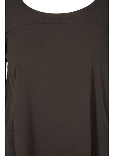 Kortermet kjole i bomull, Khaki Green, Packshot image number 2