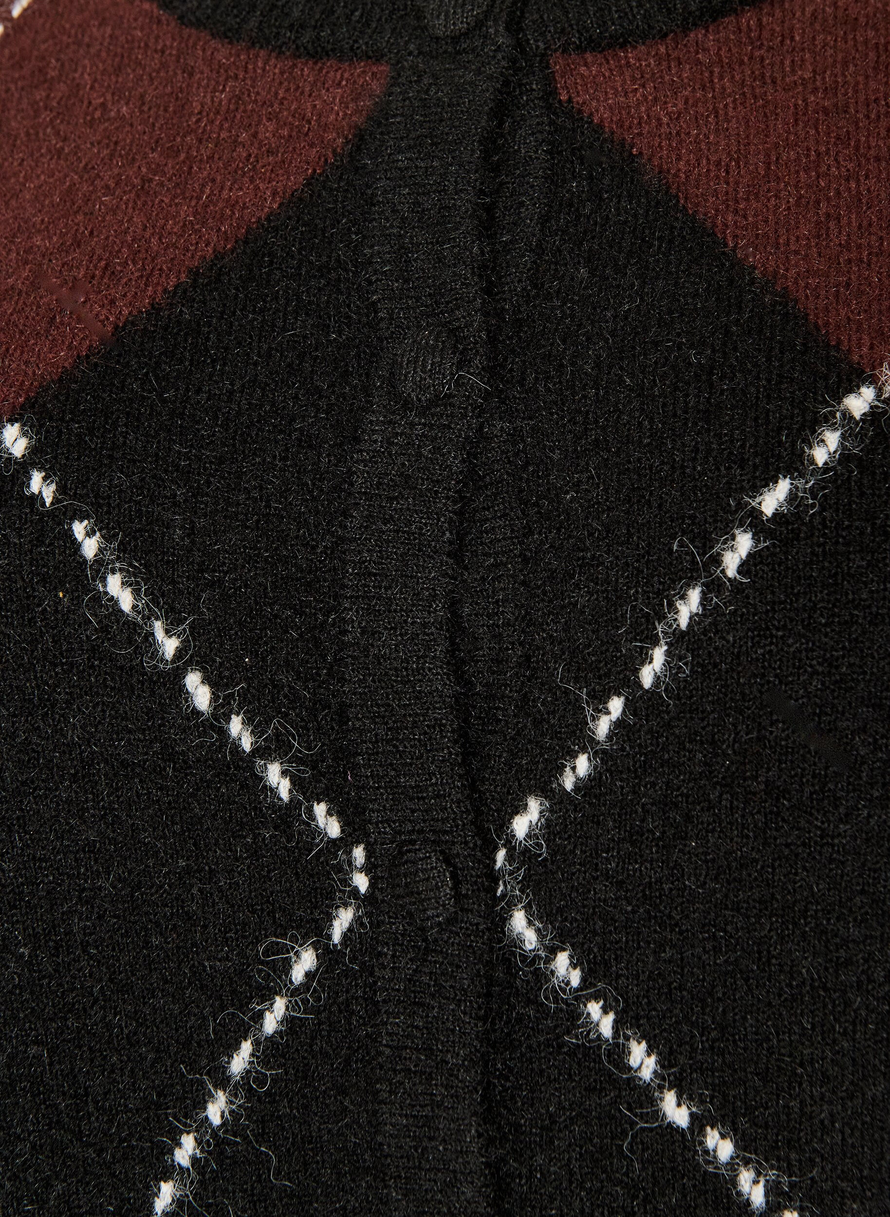 ZizziCardigan med argyle-m&oslash;nster, Svart, Packshot image number 2