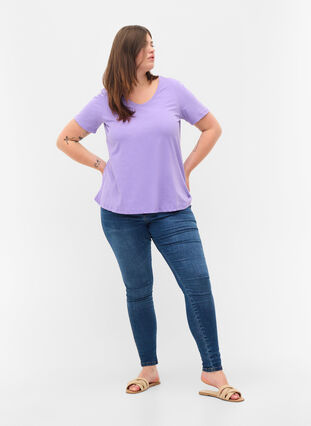Ensfarget basis T-skjorte i bomull, Paisley Purple, Model image number 2