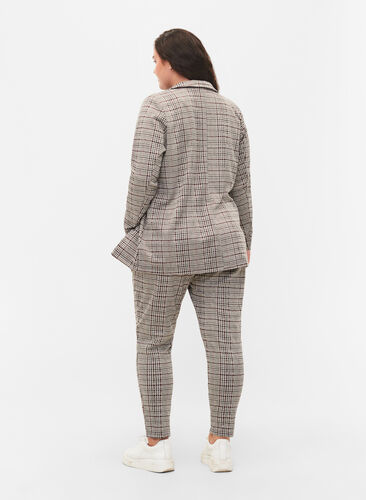 Cropped Maddison bukser med rutete mønster, Brown Check, Model image number 1