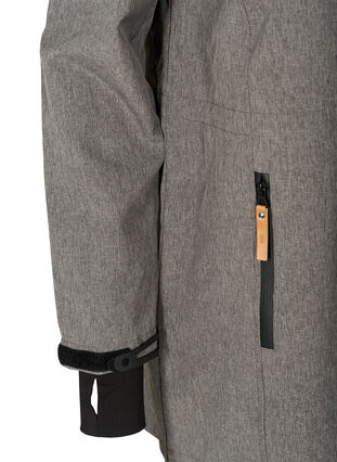 Softshelljakke med hette og lommer, Medium Grey Melange, Packshot image number 3