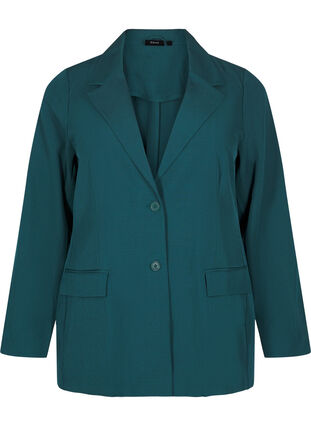 Zizzi FLASH - Blazer med lommer og splitt, Grønn, Packshot image number 0
