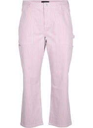 Stripete cargojeans med rett passform, Rose White Stripe
