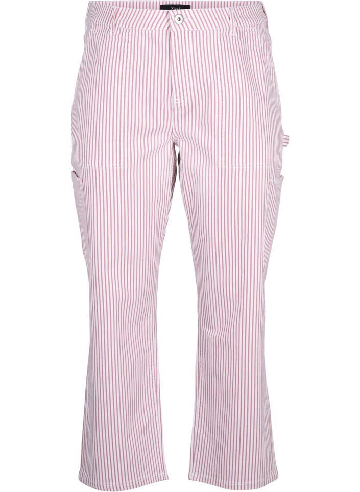 Stripete cargojeans med rett passform, Rose White Stripe, Packshot image number 0
