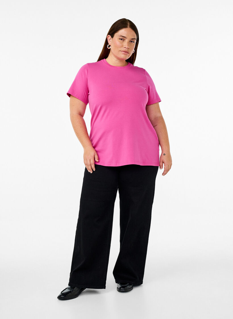 T-skjorte i økologisk bomull med rund hals, Raspberry Rose, Model image number 2