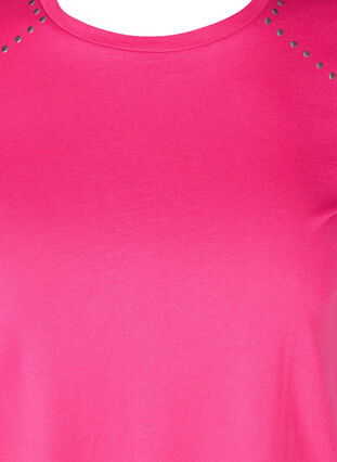 Kortermet T-skjorte i bomull med nagler, Fuchsia Purple, Packshot image number 2