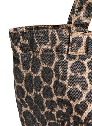 Zizzi Denim shopper veske med leopardmønster, Brun, Packshot image number 2