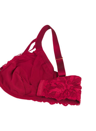 Zizzi Full deknings blonde-BH med snordetaljer, Rhythmic Red, Packshot image number 3