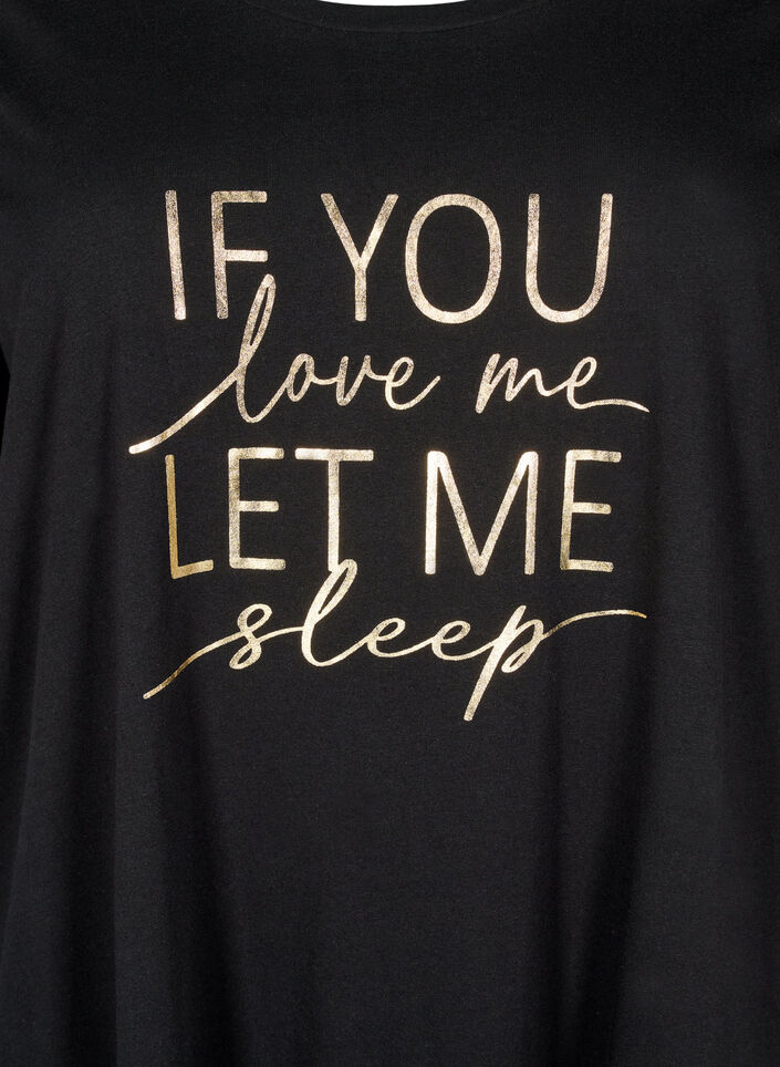 Kortermet nattkjole i &oslash;kologisk bomull, Svart, Packshot image number 2