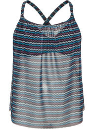 M&oslash;nstret tankini-topp med b&oslash;yle og kryssede stropper, Bl&aring;