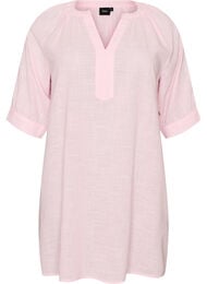 Bomullstunika med V-hals, Rosa
