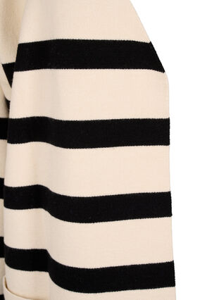 Zizzi Langstrikket stripet cardigan, Birch w/Black, Packshot image number 2