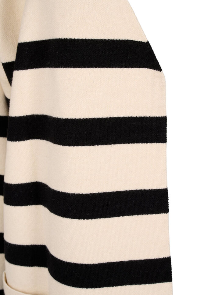 Langstrikket stripet cardigan, Birch w/Black, Packshot image number 2