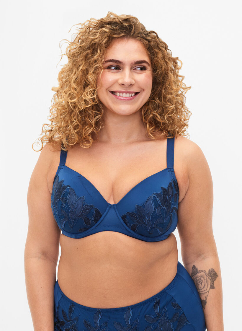 Vattert underwire BH med blonder, Sailor Blue, Model