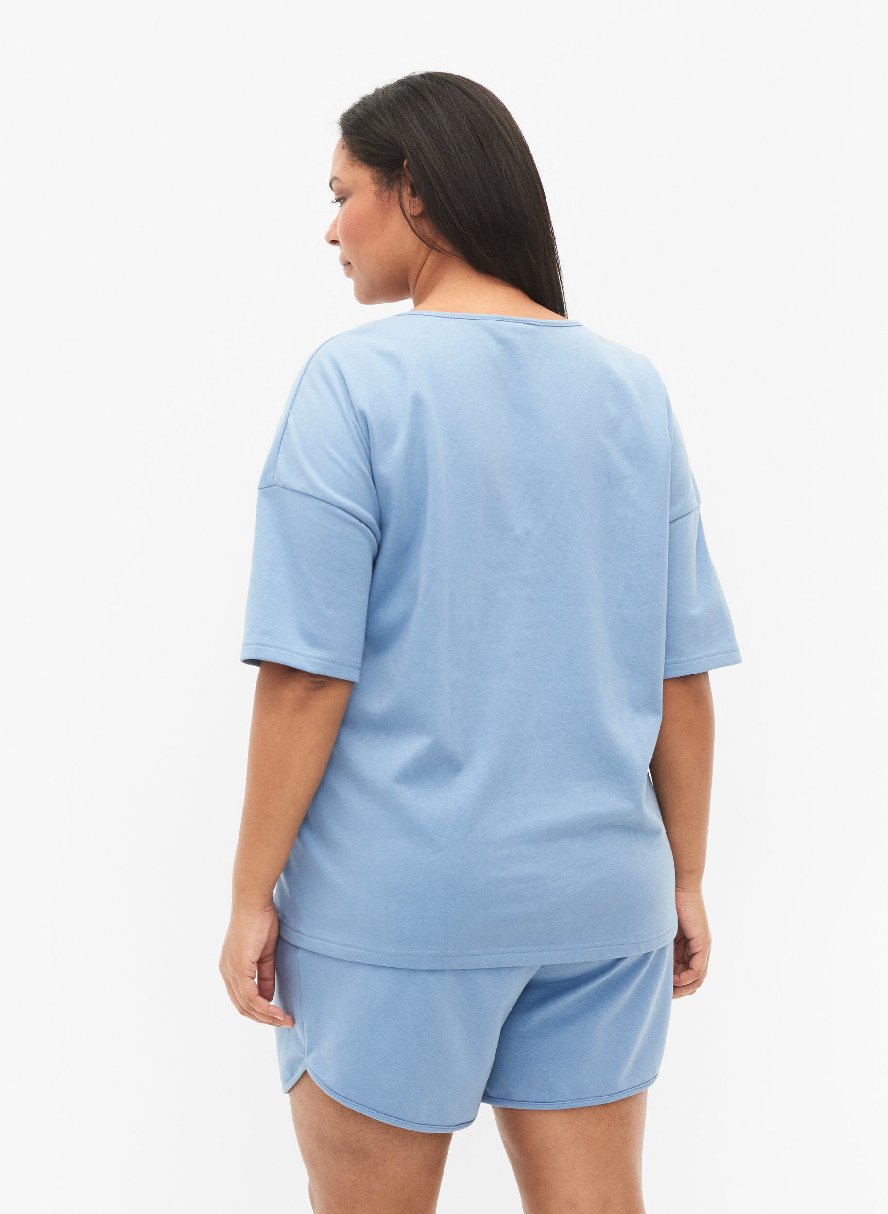 Zizzi Bluse med 1/2-ermer, Faded Denim, Model image number 1