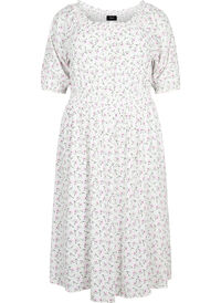 Blomstrete off-shoulder midi kjole i viskose