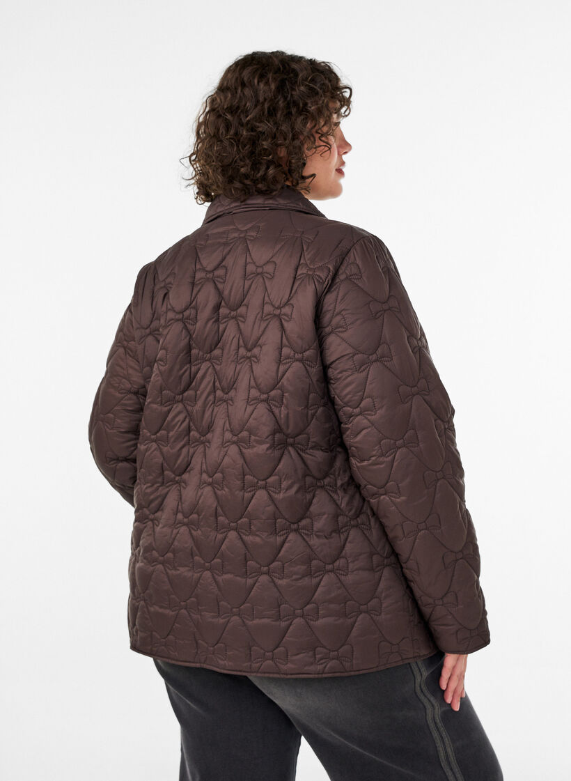 Lett polstret jakke med dekorativ quilting, Brun, Model image number 2