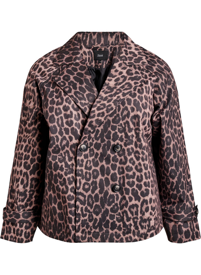 Dobbeltradet blazerjakke med leopardmønster, Leo AOP, Packshot