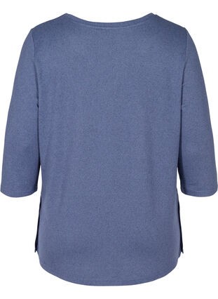 Bluse med 3/4-ermer og knapper, Crown Blue Melange, Packshot image number 1