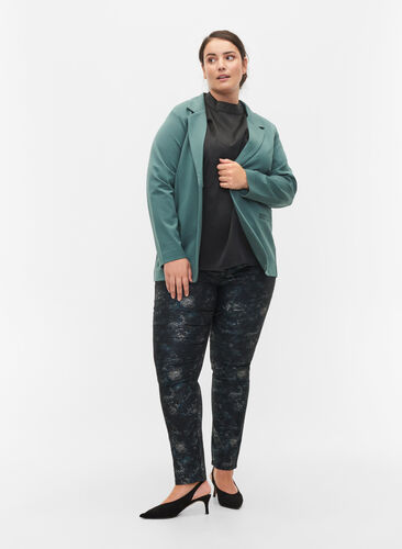 Enkel blazer med knapp og pyntelommer, Silver Pine, Model image number 2