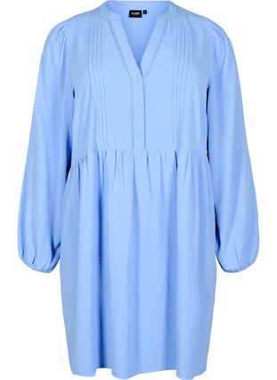 Zizzi FLASH - Kort kjole med folder og lange ermer, Blå, Packshot image number 0