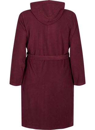 Zizzi Morgenkåpe med glidelås og hette, Mørk Bordeaux, Packshot image number 1