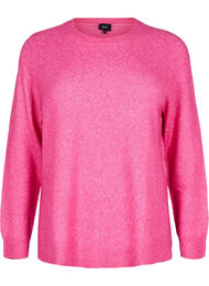 Strikket topp med ull og splitter, Raspberry Rose Mel.