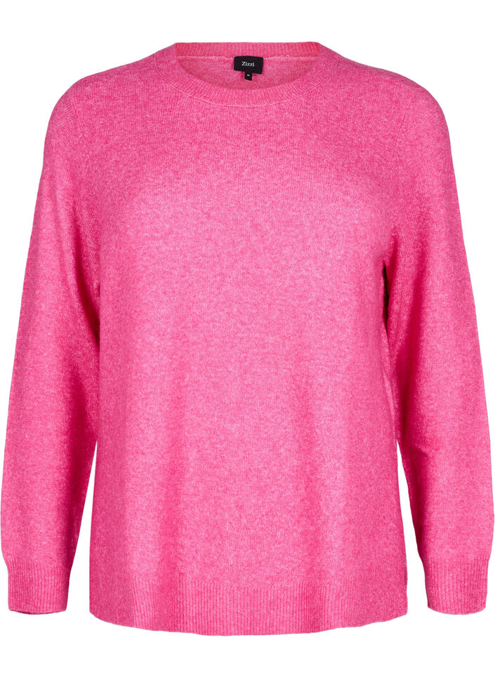 Strikket topp med ull og splitter, Raspberry Rose Mel., Packshot image number 0
