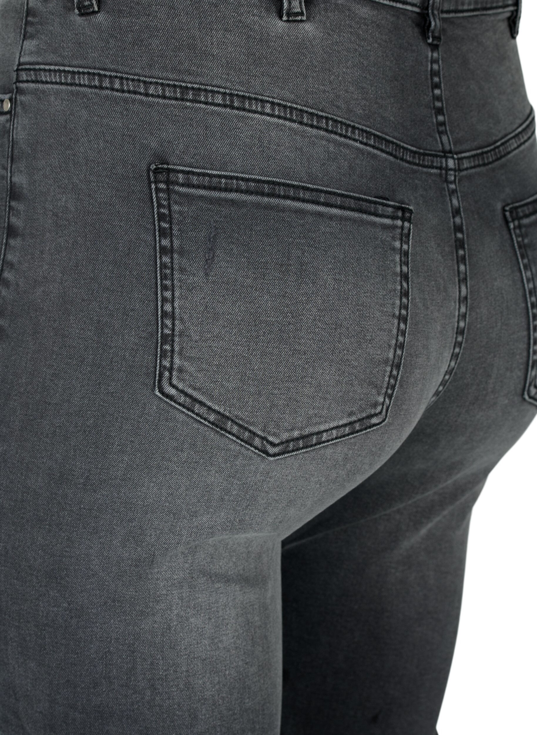 Zizzi Tettsittende jeans med detaljer, Grey Denim, Packshot image number 3