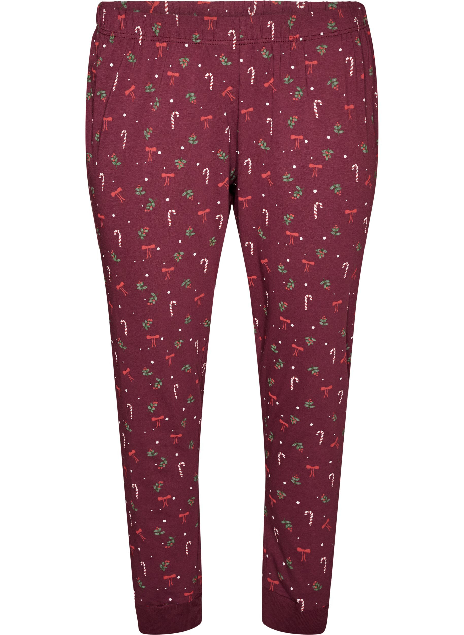 ZizziPyjamasbukser med trykk, M&oslash;rk Bordeaux, Packshot image number 0