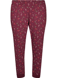 Pyjamasbukser med trykk, M&oslash;rk Bordeaux
